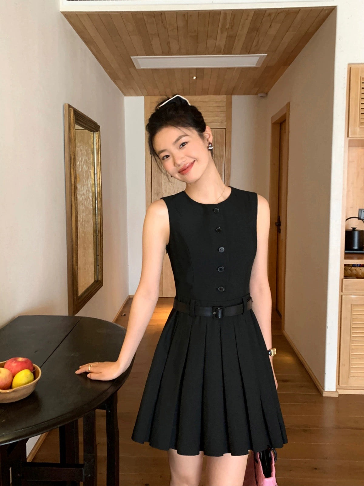 pusumede black halter dress female temperament loose large swing sleeveless off-shoulder French holiday style long dress