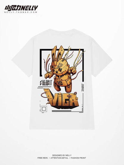 Hong Kong style retro cotton short-sleeved T-shirt men's ins tide brand summer 2023 new men's oversize loose T-shirt