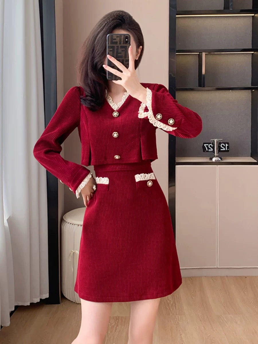 chinese dress ladies French petite lace dress 2023 new autumn women's temperament waist sli –  Lee Nhi Boutique