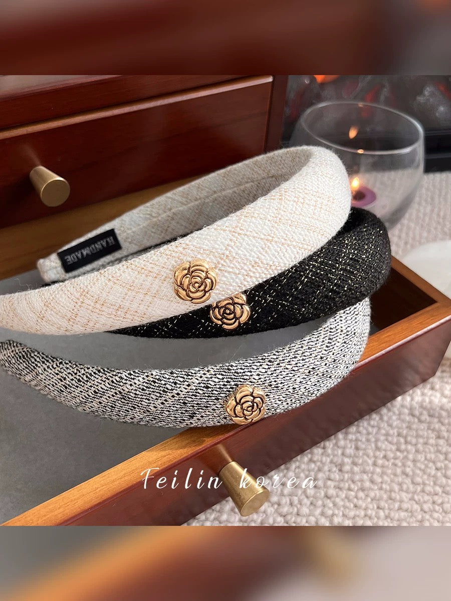 Camellia Xiaoxiangfeng hairpin headband 2023 Internet celebrity new headwear hair bundle autumn and winter high skull headband women's style