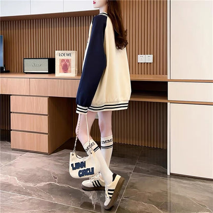 Loose and Western style age-reducing cartoon baseball uniform jacket for women 2023 new autumn casual versatile Korean cardigan (S0518)