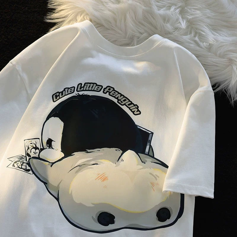 Jwneed Original cartoon trendy brand pure cotton short-sleeved T-shirt for women summer new dopamine couple wear casual unisex style top
