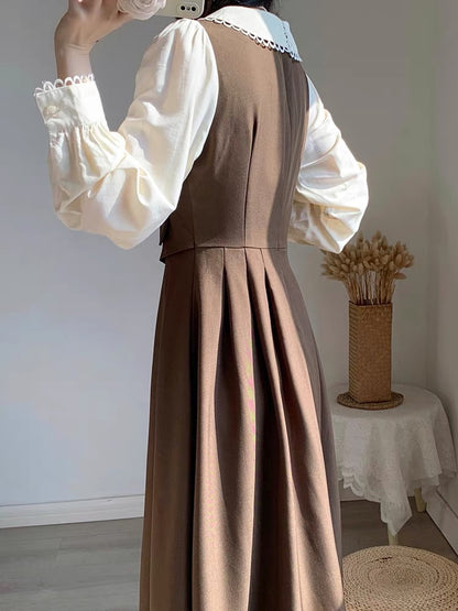 Autumn women's 2023 new French waist slimming tea-style first love sweet and gentle style dress