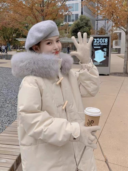 Down jacket women's mid-length 2023 new fashionable waist design niche thickened winter hot style long style A3313
