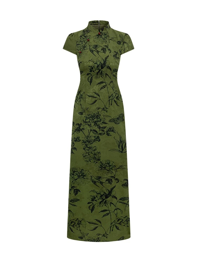 EIA Yiyao [Danqingke] New Chinese jacquard improved cheongsam female spring temperament retro short-sleeved dress