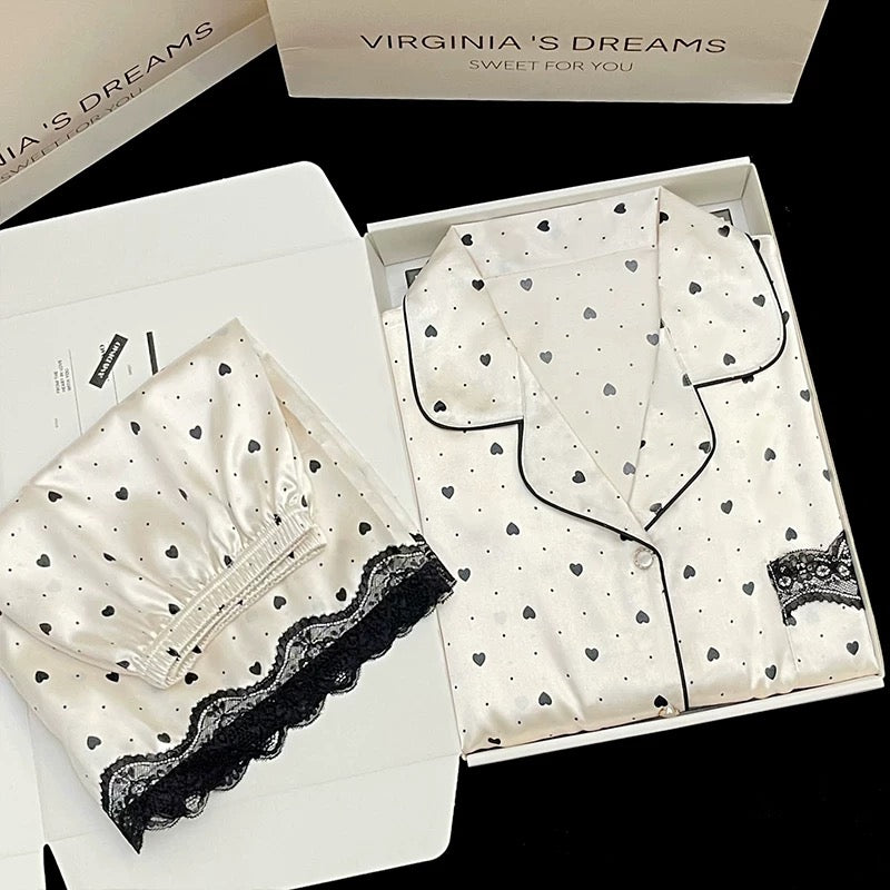 2024 new ice silk pajamas women's short-sleeved summer thin silk can be worn outside home clothes suit spring and summer