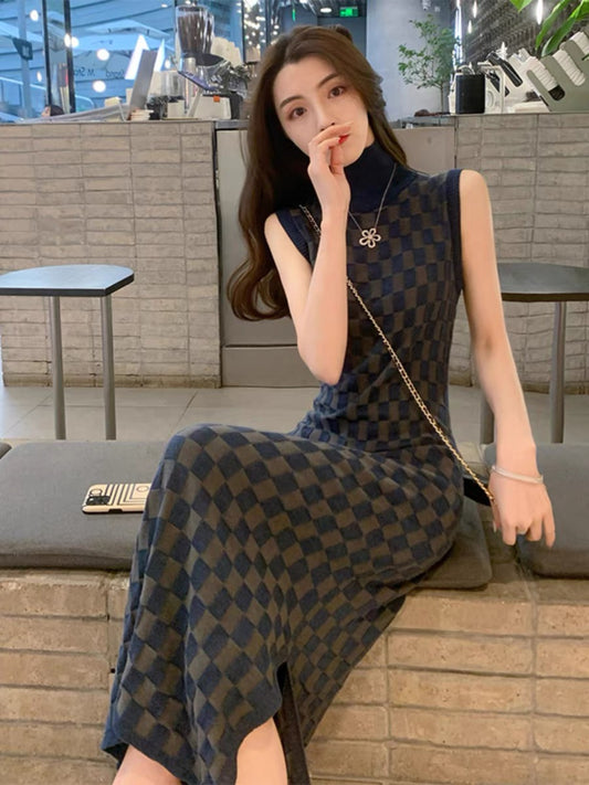 2023 New Summer Women's Design French Retro High-Level Luxury Fashion Socialite Sleeveless Long Dress T3480