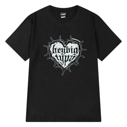 ins hip-hop national trend brand vibe style hip-hop trend European and American couples oversize love short-sleeved T-shirt male and female bf