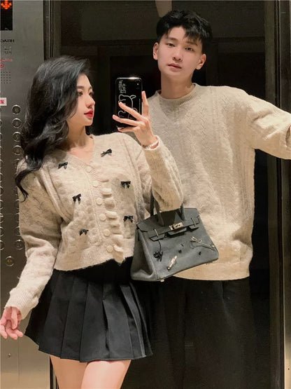 Couple wear autumn and winter 2023 new ins super hot sweater for men and women Korean version loose French sweater jacket trendy brand