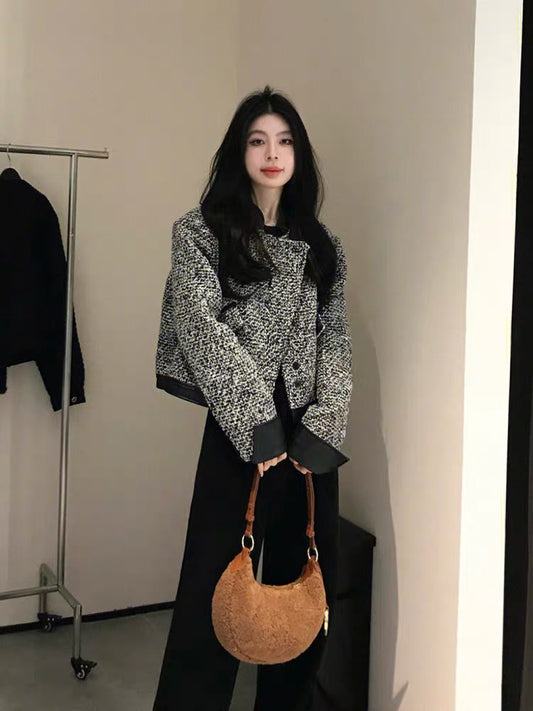 Celebrity Tweed Small Fragrance Jacket Women's 2023 Autumn and Winter New Loose Retro High-Quality Versatile Short Top A3318