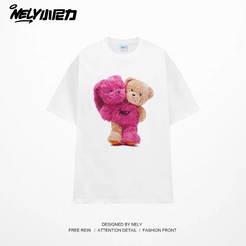 American cartoon cat print round neck short sleeve men and women summer 2025 couple pure cotton t-shirt half sleeve bottoming shirt trend