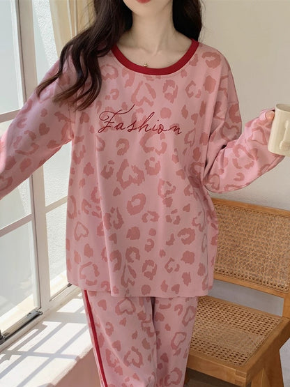 Pajamas for women, spring and autumn pure cotton long-sleeved with chest pad, 2023 new autumn and winter casual loving home clothes