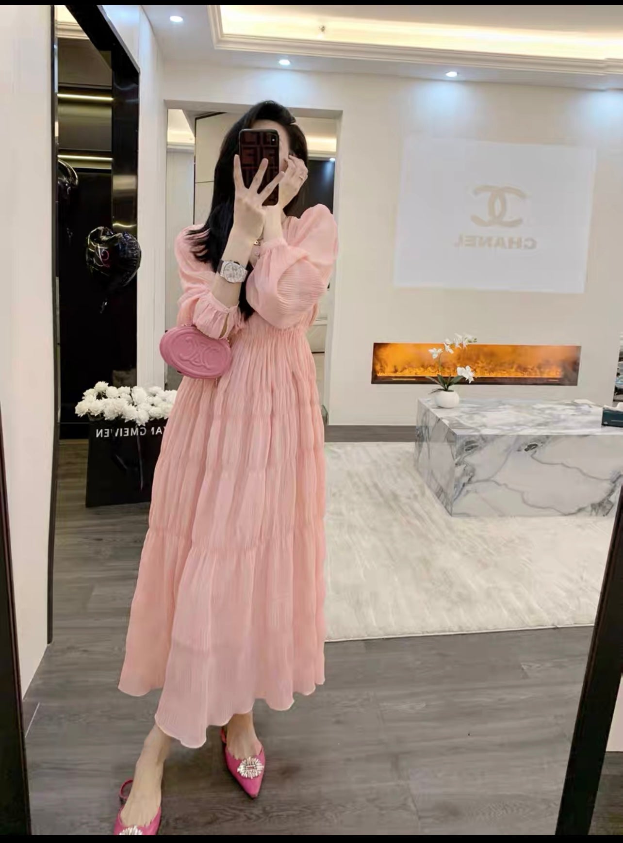 Early autumn women's clothing 2023 new French style sweet and gentle style high-end temperament small long skirt dress for women (S0956)