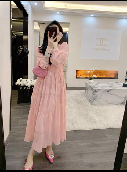 Early autumn women's clothing 2023 new French style sweet and gentle style high-end temperament small long skirt dress for women (S0956)