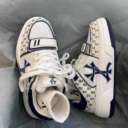 Heightened thick bottom ins style niche letter design bread shoes male ulzzang hit color retro trend sports shoes
