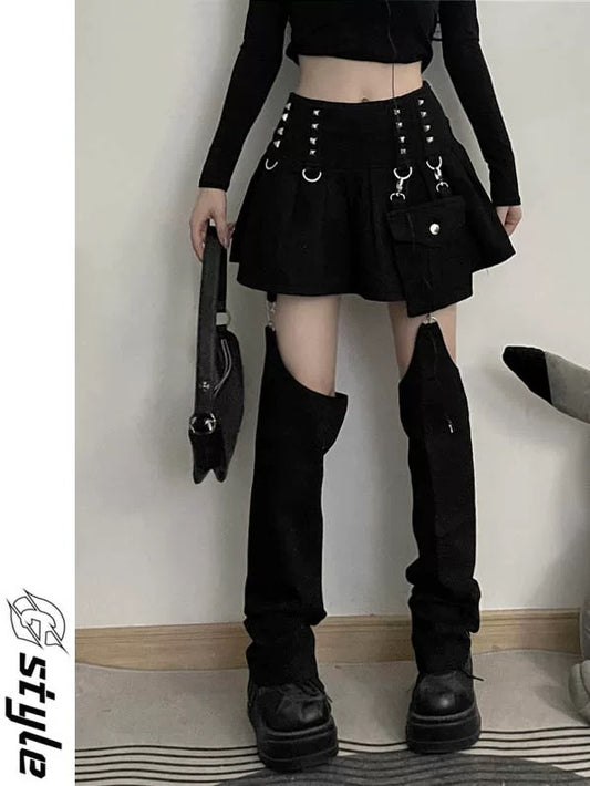 Pleated culottes for women, summer new design, niche personality, hot street hotties, sweet and cool two-wear jeans, ins trend