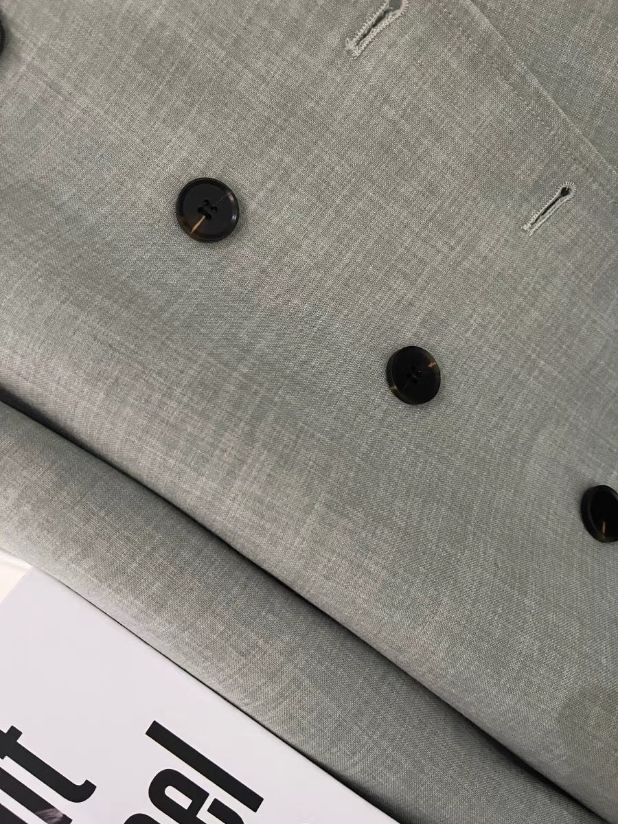 Short gray-green suit women's jacket 2023 new spring and autumn cool college style high-end temperament suit