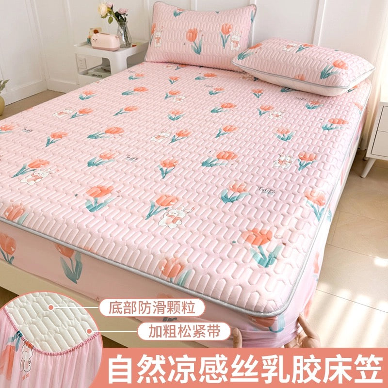 Ice silk latex cool mat three-piece set bed sheet summer bedspread single piece children baby air conditioning mat cool pad washable