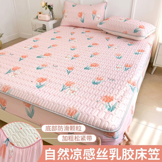 Ice silk latex cool mat three-piece set bed sheet summer bedspread single piece children baby air conditioning mat cool pad washable