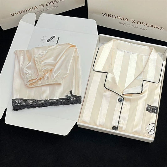 2024 new ice silk pajamas women's short-sleeved summer thin silk can be worn outside home clothes suit spring and summer