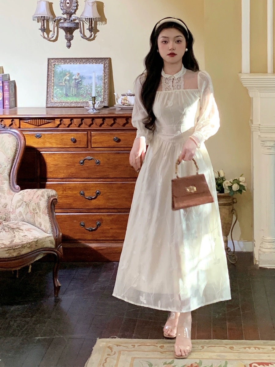 Tanggongzi early spring new tea break French dress niche design retro romantic skirt fairy super fairy