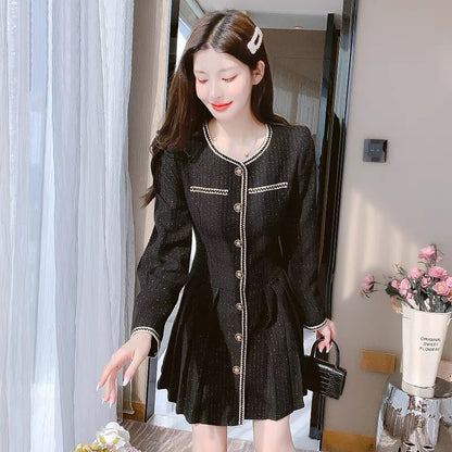 lolita small fragrant dress women's autumn and winter 2023 new style temperament small high-end sense waist slimming