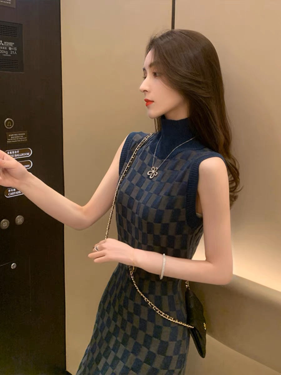 2023 New Summer Women's Design French Retro High-Level Luxury Fashion Socialite Sleeveless Long Dress T3480