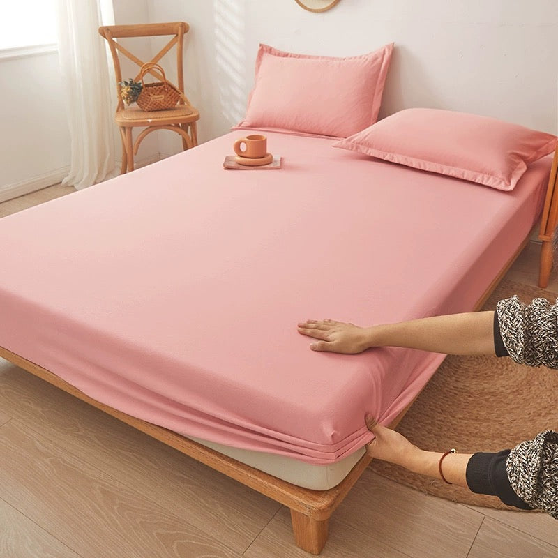 Bed sheet single piece washed cotton and linen bedspread 2023 new bed sheet Simmons mattress dustproof protective cover full package non-slip