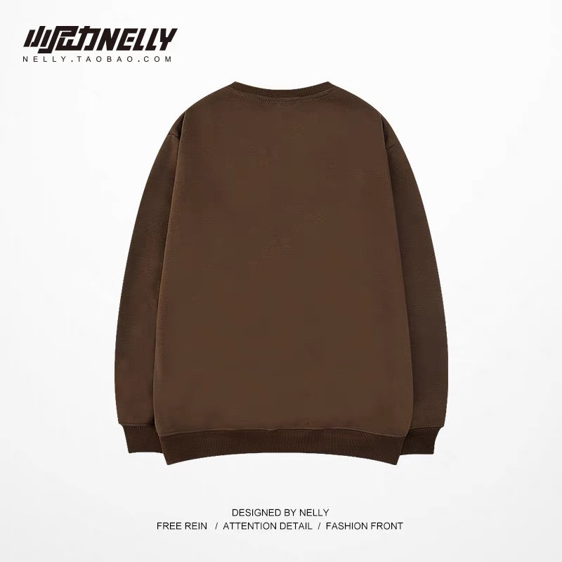 Xiaonili ins fashionable lazy loose brown bear sweatshirt oversize men and women 2023 autumn and winter new bf (N0932)