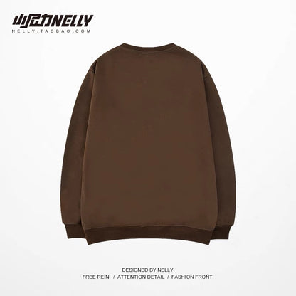 Xiaonili ins fashionable lazy loose brown bear sweatshirt oversize men and women 2023 autumn and winter new bf (N0932)
