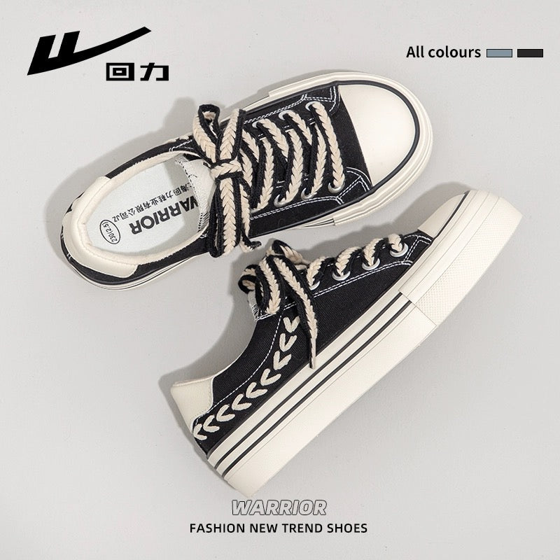 Huili wheat ear canvas shoes for women 2024 spring new versatile thick-soled sneakers retro versatile niche casual shoes