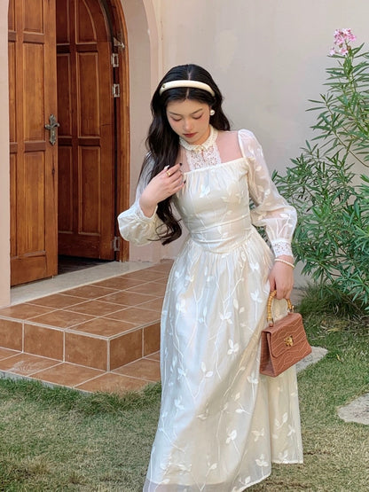 Tanggongzi early spring new tea break French dress niche design retro romantic skirt fairy super fairy
