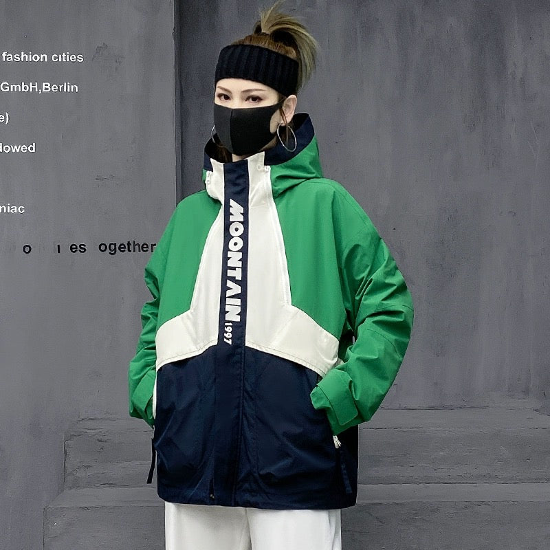 M's trendy brand street jacket autumn and winter plus velvet windproof jacket for women 2024 new outdoor sports jacket