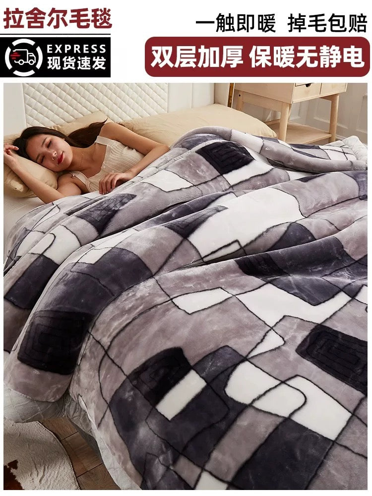Winter Raschel blanket extra thick plus velvet bed cover blanket quilt wedding coral flannel nap blanket single