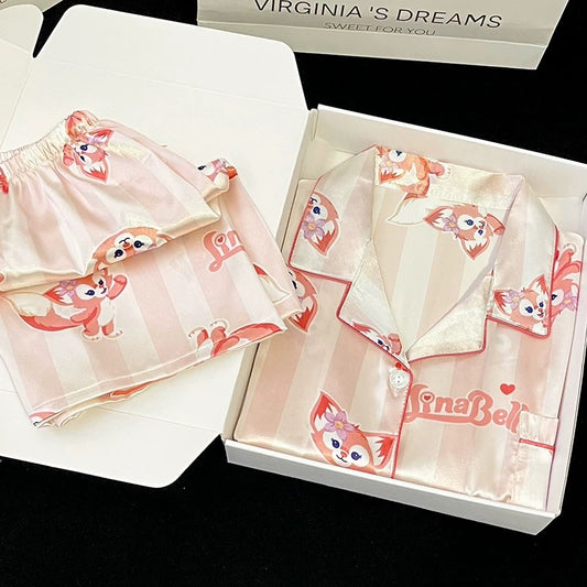 2024 new ice silk pajamas women's short-sleeved summer thin silk can be worn outside home clothes suit spring and summer