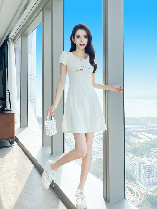 Summer popular white dress 2024 new style niche design casual temperament skirt female petite summer