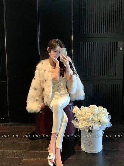 LDTJ Haute Couture Pants Spring and Winter New Temperament Celebrity High Waist Slim Slit Slits Casual Stretch Small Feet Nine Points Women
