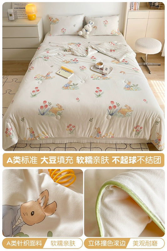 Class A soybean fiber knitted cotton summer cool quilt machine washable summer children's thin quilt spring and autumn summer air conditioning quilt