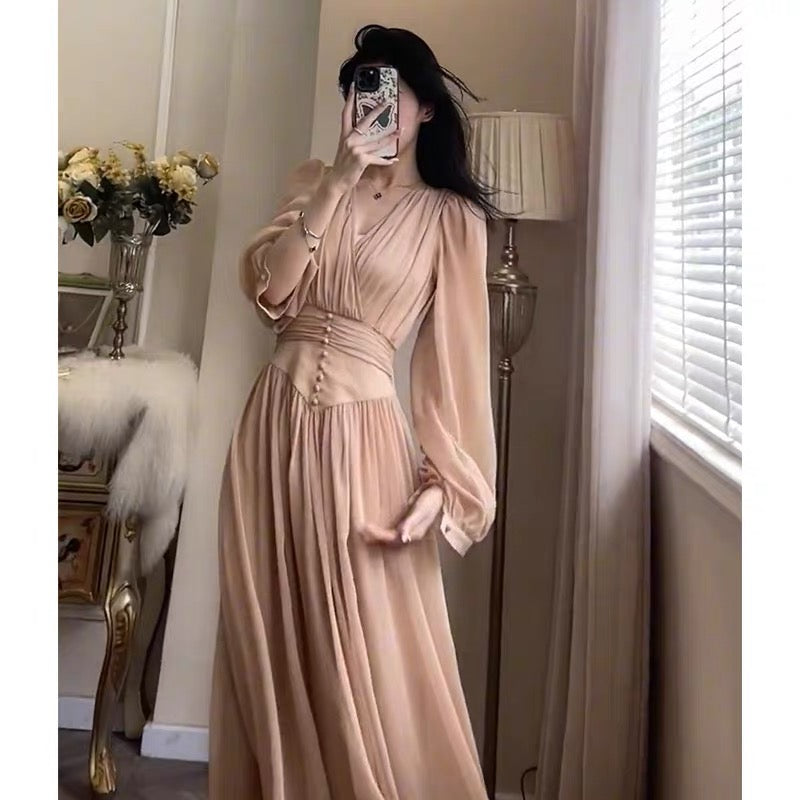 European Station 2023 Spring and Autumn New Style British Style Socialite Royal Sister High-end Fashionable Long Skirt Dress