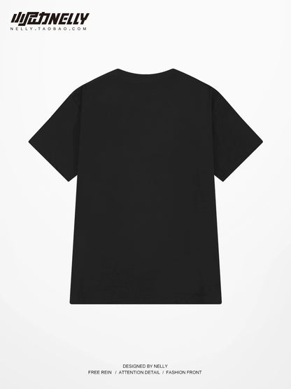 National trendy brand couple wear short-sleeved 2024 summer new casual youth loose design letter print T-shirt