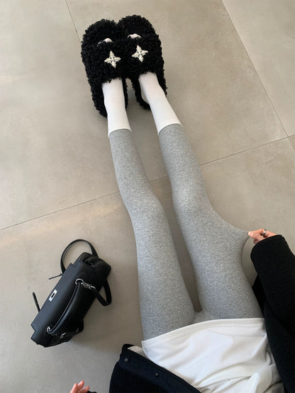 A-Yi Striped Slim Fit Elastic Leggings for Women, Fleece Lined, Autumn/Winter, Black, High Waist, Slimming and Tight-Fitting Pants