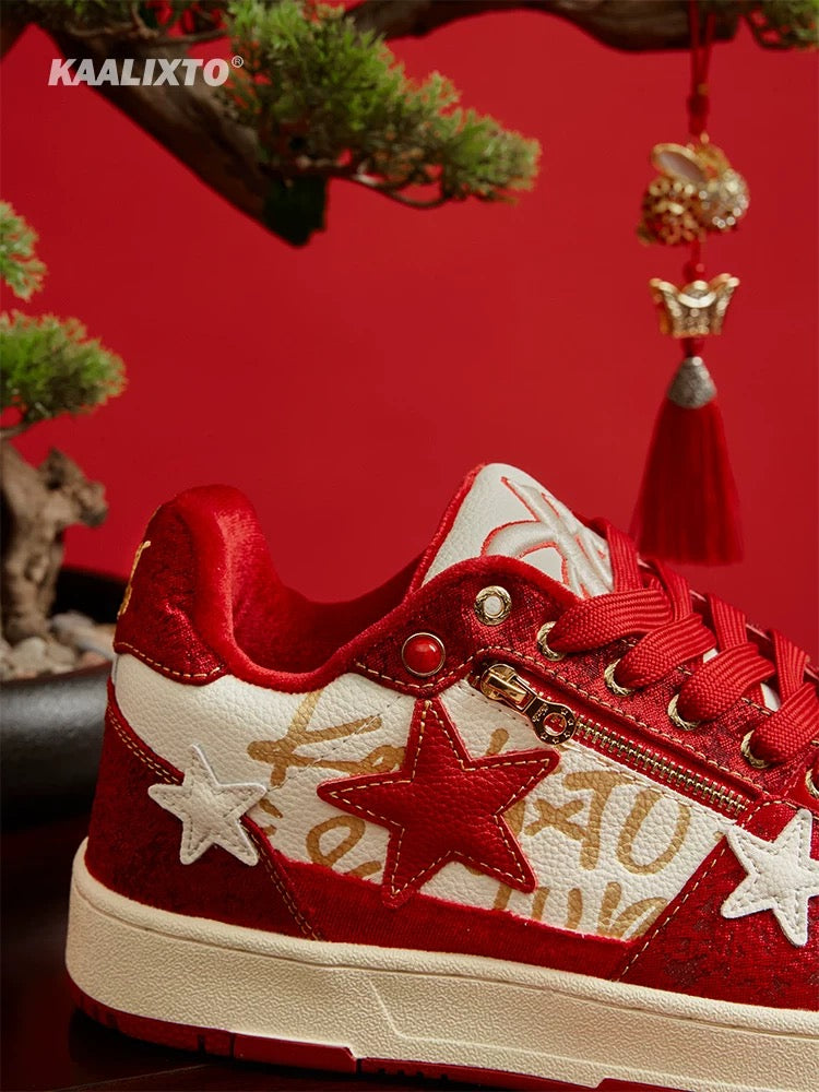 Kaalixto New Year limited edition star shoes sneakers national trend autumn and winter new men and women fashionable versatile casual low-top shoes