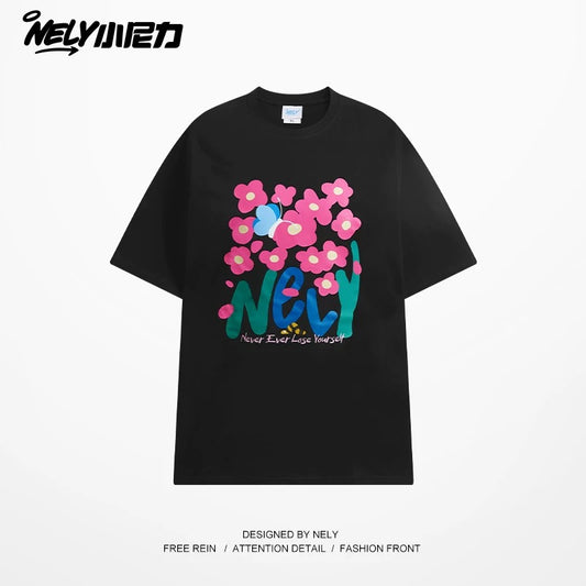 American cartoon cat print round neck short sleeve men and women summer 2025 couple pure cotton t-shirt half sleeve bottoming shirt trend