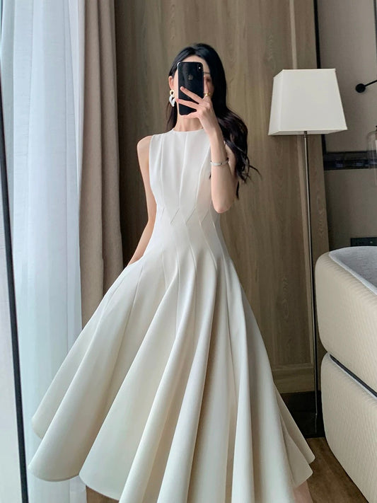 FT GUOGE sleeveless dress 2023 new summer high-end waist slimming temperament commuter goddess style long skirt