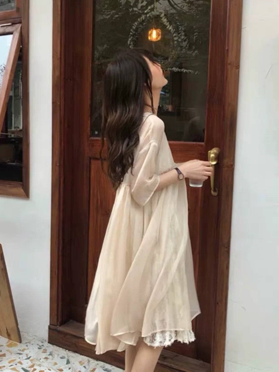 2024 new Xia Heben style sweet and salty waist slimming French design niche dress