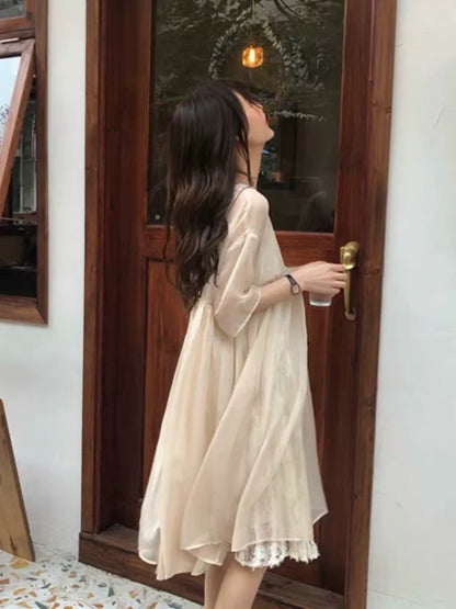 2024 new Xia Heben style sweet and salty waist slimming French design niche dress