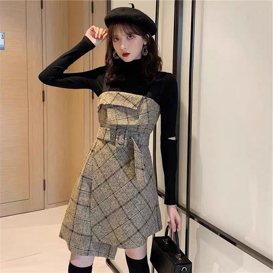 2023 new autumn and winter women's clothing, waist slimming, light luxury, irregular dress for celebrities, niche design