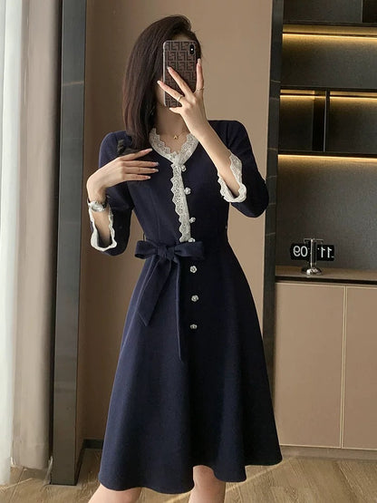 French socialite small fragrant dress for women early autumn 2023 new waist slimming mid-length elegant skirt