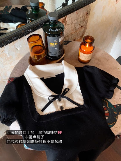 thepeachofficial classical ballet SwanLake girl black and white classic color daughter knit skirt