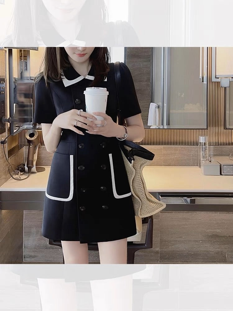 2023 Temperament Little Black Dress Hepburn Style French Retro Small Fragrance Dress Women Summer Small Professional Suit Dress (D027)